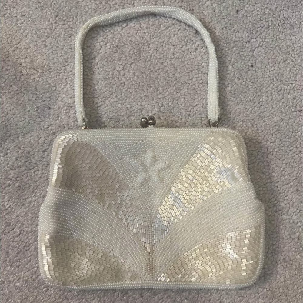 Vintage Walborg White Beaded Small Purse
